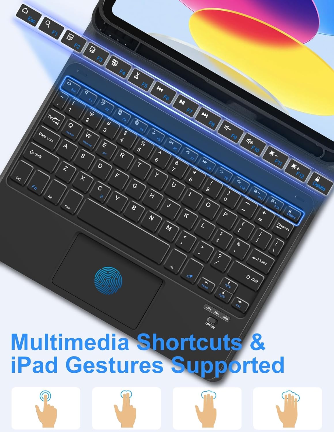 Thumbnail 2 de Nsyee Keyboard Case with Touchpad and Mouse for iPad 11th A16 2025 and iPad 10th Gen 2022
