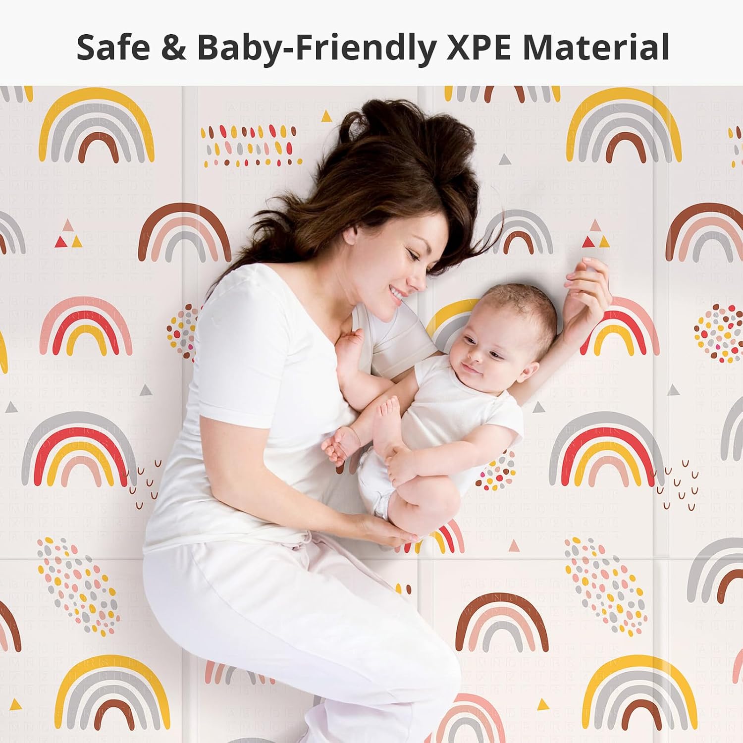 Detalle 2 de PIGLOG PLPM-Rainbow-01 Foldable Baby Play Mat, Reversible Waterproof XPE, 71 x 59 in