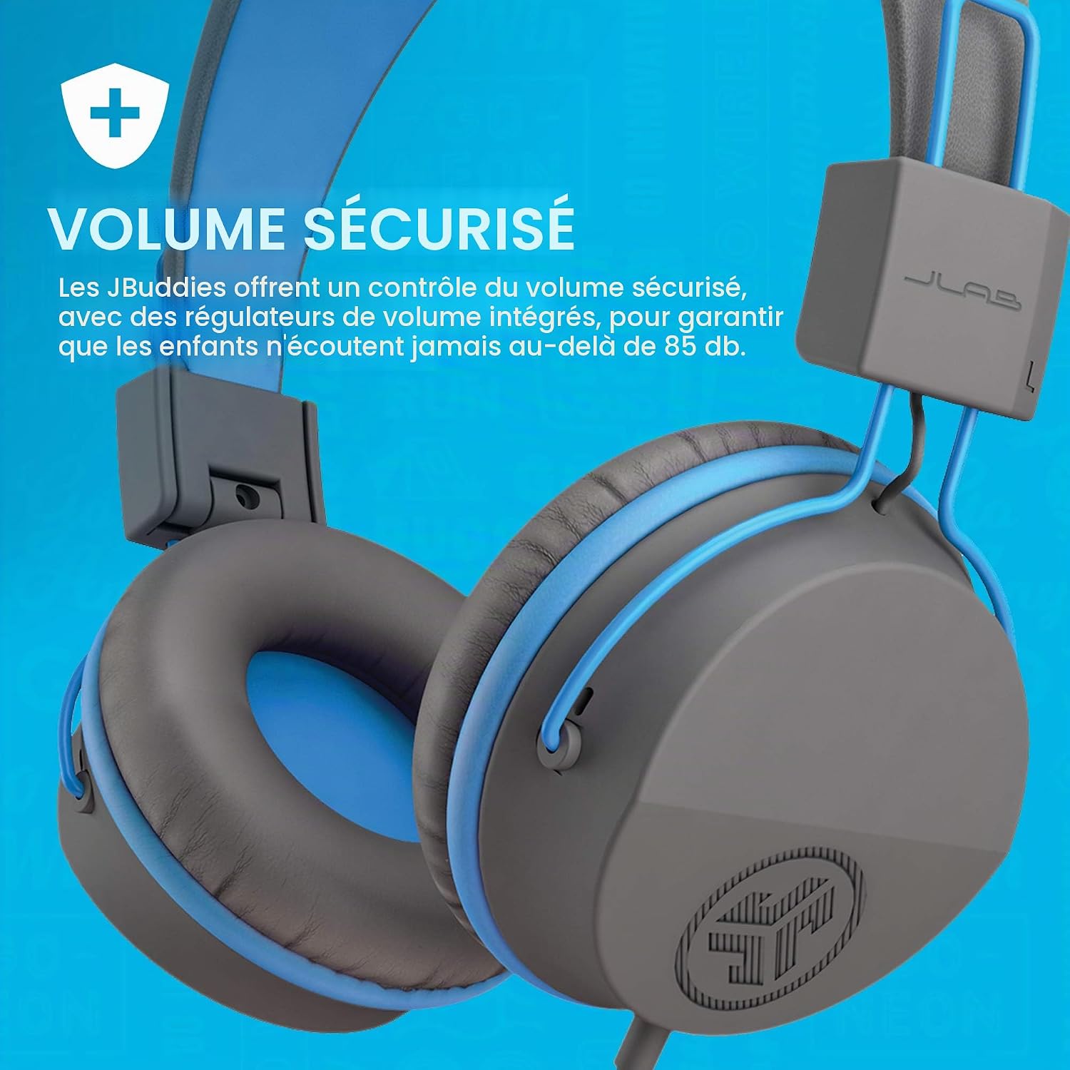 Thumbnail 2 de JLab JBuddies Studio : casque audio enfant avec fil, limiteur de volume et micro (bleu)
