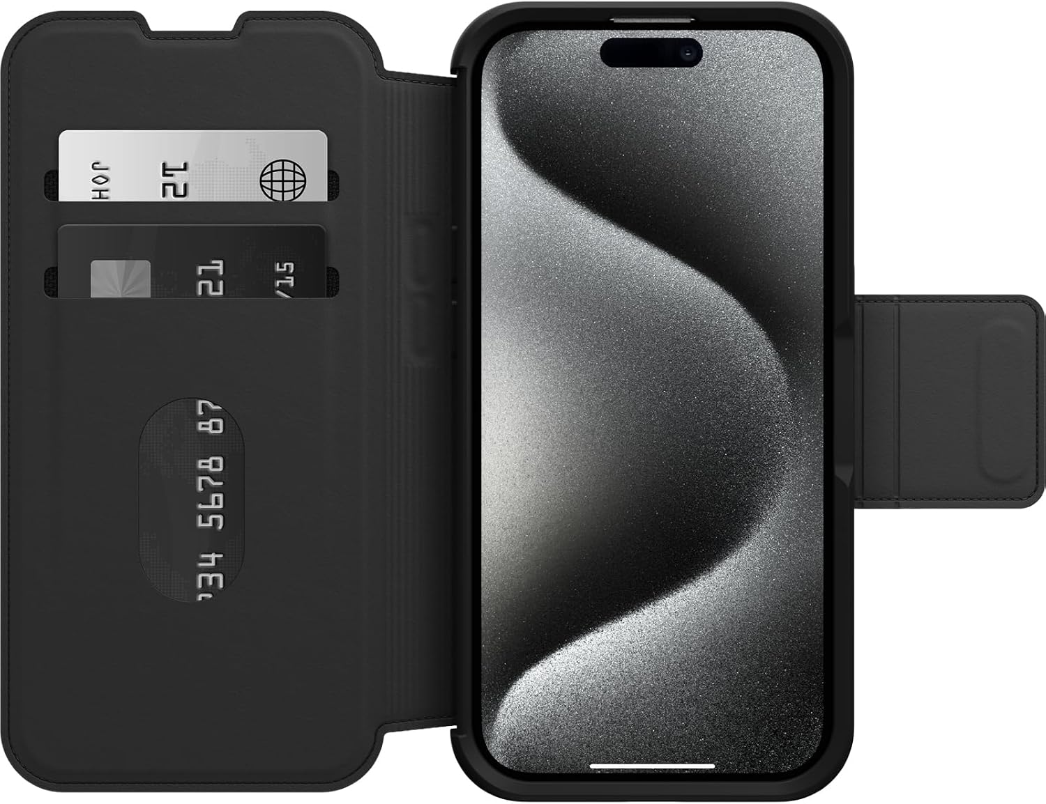 Detalle 2 de OtterBox Strada para iPhone 15 Pro 🛡️ Resistente, Piel y Tarjetas