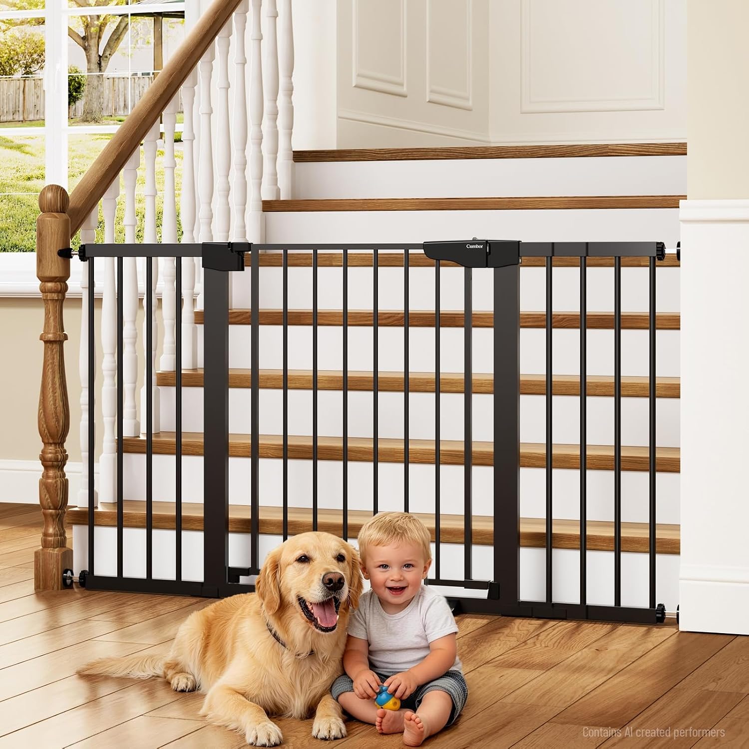 Detalle de Cumbor 30-54" Extra-Wide Baby Gate, Auto-Close Steel, Dual Lock