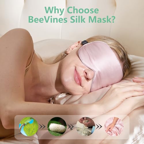 Thumbnail 8 de BeeVines 100% Mulberry Silk Sleep Mask – Blackout Eye Mask (Black & Olive Gold)