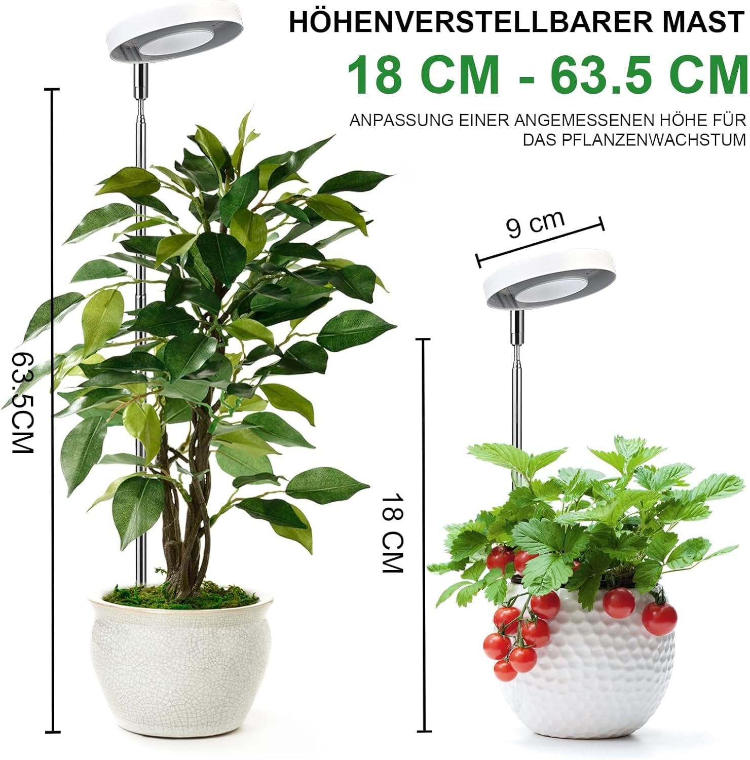 Detalle de Cieex 2er Pflanzenlampe Led Vollspektrum für Zimmerpflanzen – verstellbare Höhe, Timer und 4 Helligkeitsstufen