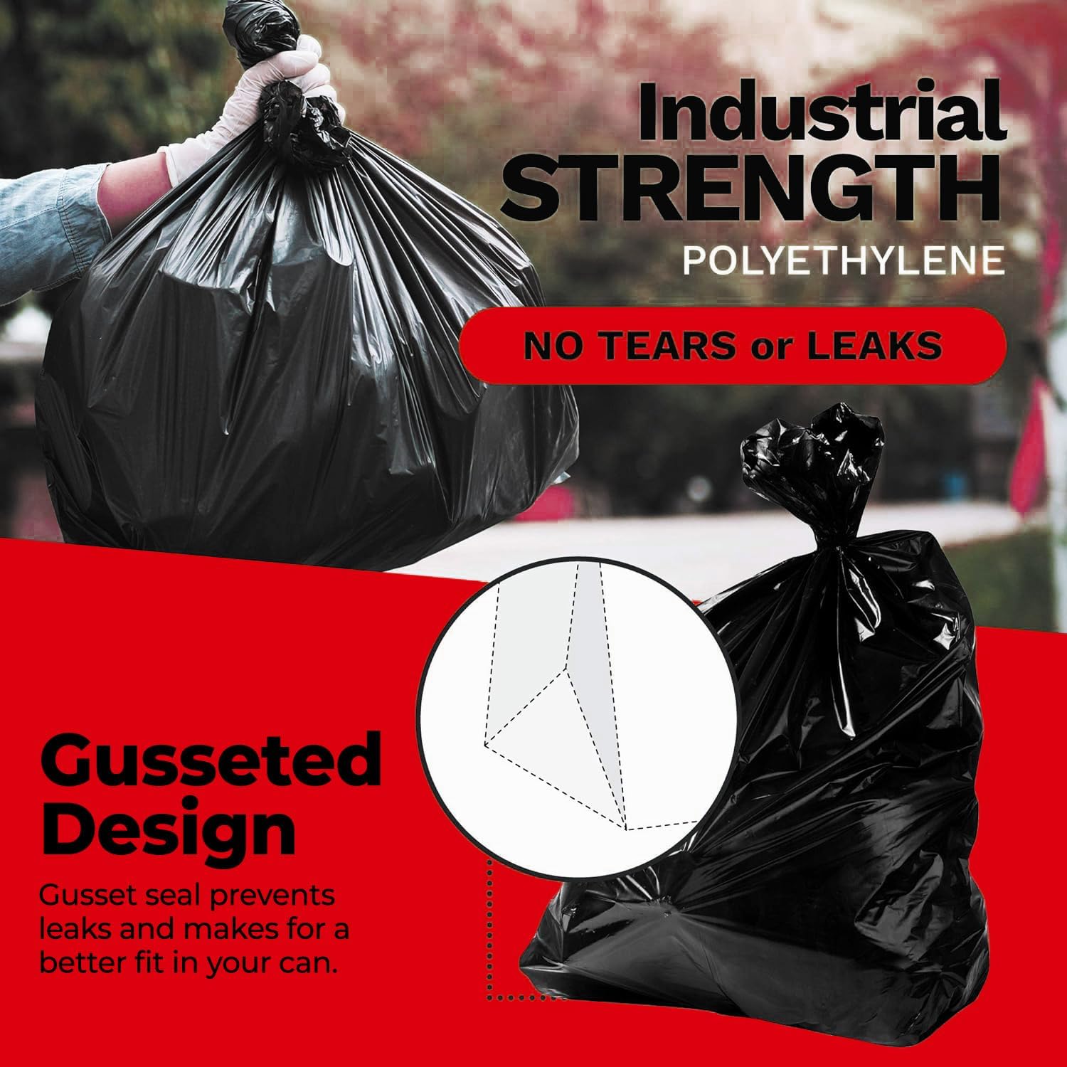 Detalle 2 de ToughBag 55-60 Gallon Heavy Duty Trash Bags, 150 Count (Black) - Made in USA