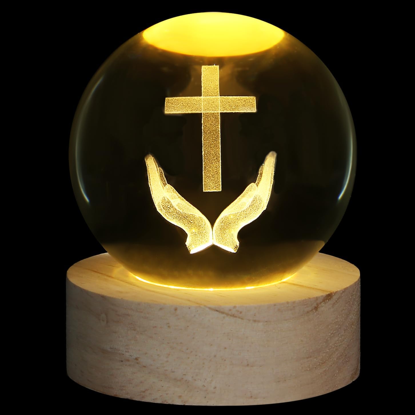 XIANNVXI 3D Cross Crystal Ball Paperweight with Light Base