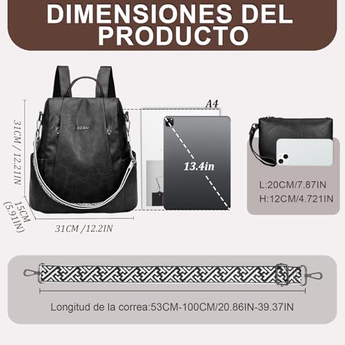 Thumbnail 4 de Eshow Mochila Antirrobo Mujer con Neceser Pequeño: versátil, impermeable y segura para trabajo, universidad y compras