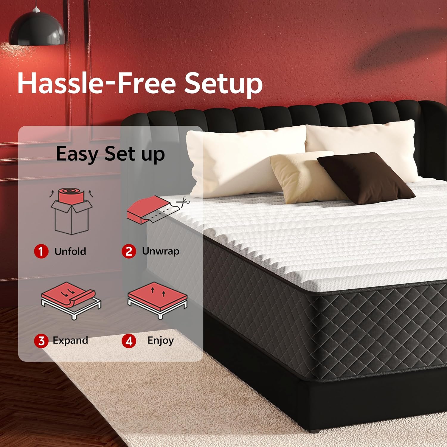 Detalle de PETONOBARA BT10KI-CA 10-Inch King Hybrid Mattress with Memory Foam and Pocket Springs