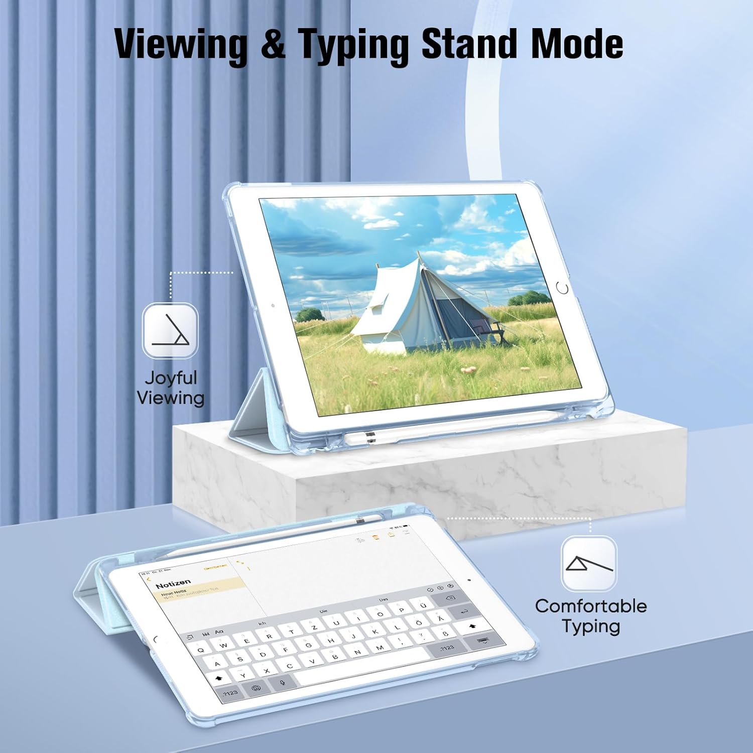 Thumbnail 2 de FINTIE Custodia per iPad 10.2 (7a/8a/9a Generazione) con supporto penna integrato, blu cielo