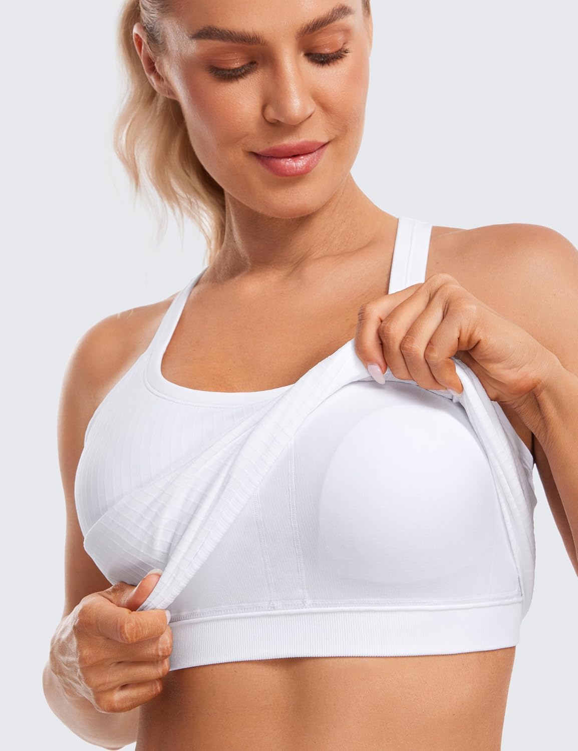 Detalle de CRZ YOGA Haut réservoir sans couture à soutien-gorge intégré Y-Back côtelé (femme)