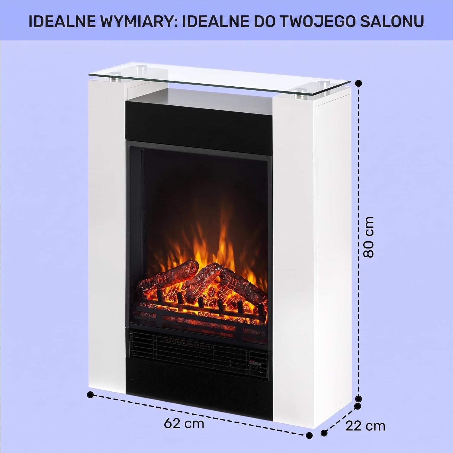 Detalle 2 de Klarstein Studio 5 – kominek elektryczny wolnostojący LED, 900 lub 1800 W