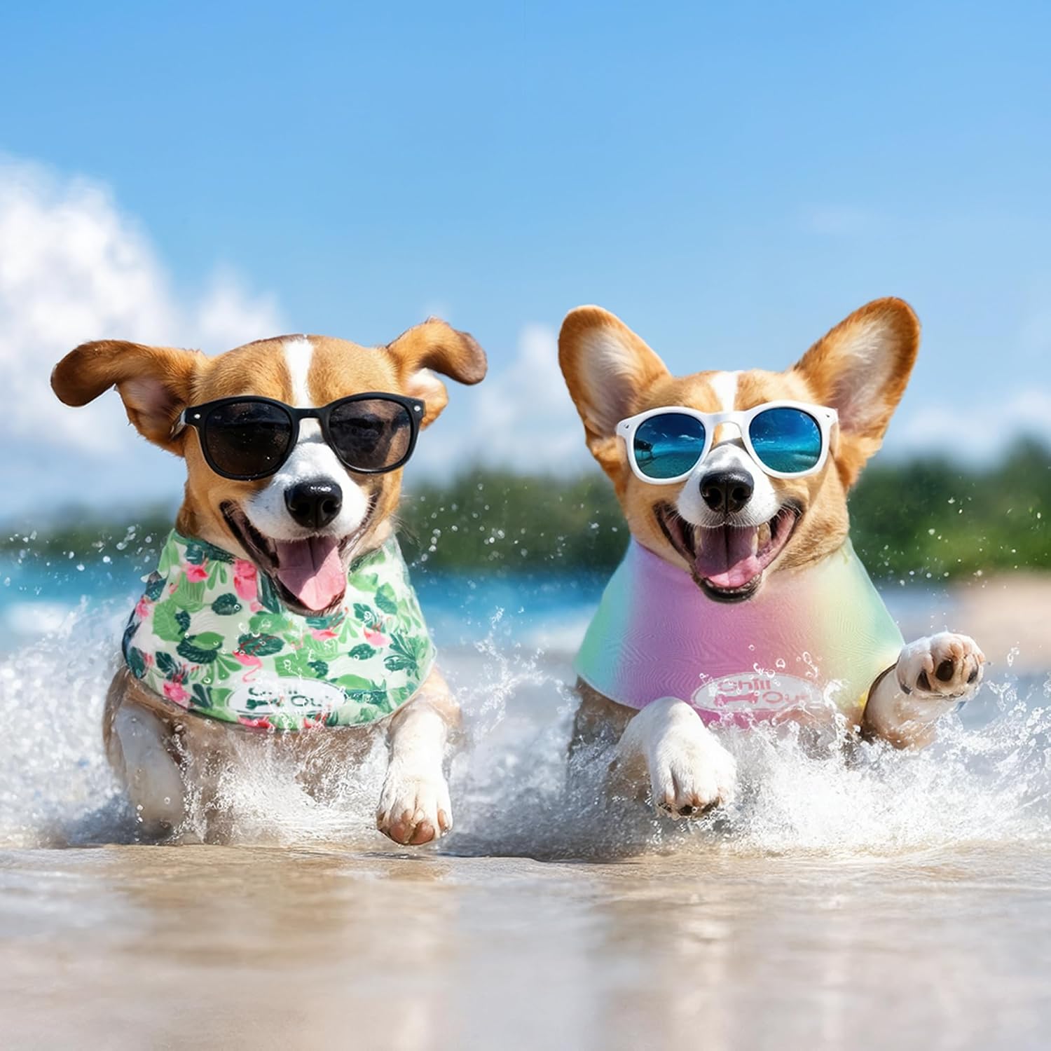 Detalle de ALL FOR PAWS Chill Out 2PCS Dog Ice Bandana (Medium) – Instant Cooling Neck Wrap for Dogs
