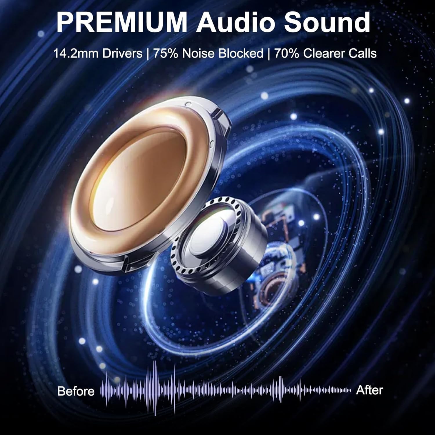 Thumbnail 1 de Écouteurs Bluetooth sport sans fil IPX8 (Bluetooth 5.4) avec ENC et jusqu’à 70 h — Noir