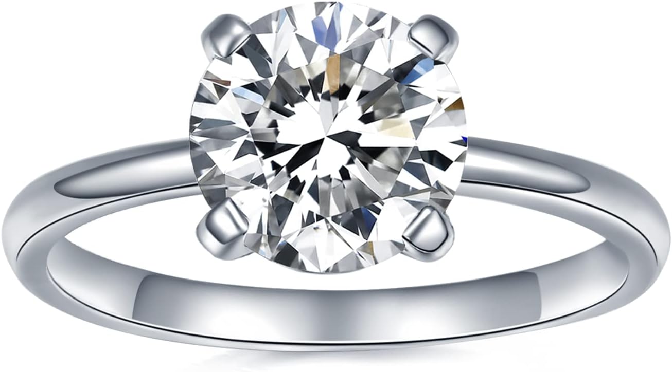 Thumbnail 6 de IMOLOVE Solitaire Moissanite Engagement Ring: 1CT D Color VVS1, Sterling Silver with 18K White Gold Plating