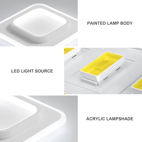 Detalle de DELIPOP Moderna Lámpara de Techo LED 24W: Plafón cuadrado blanco frío 6500 K (24 cm) para pasillo y comedor