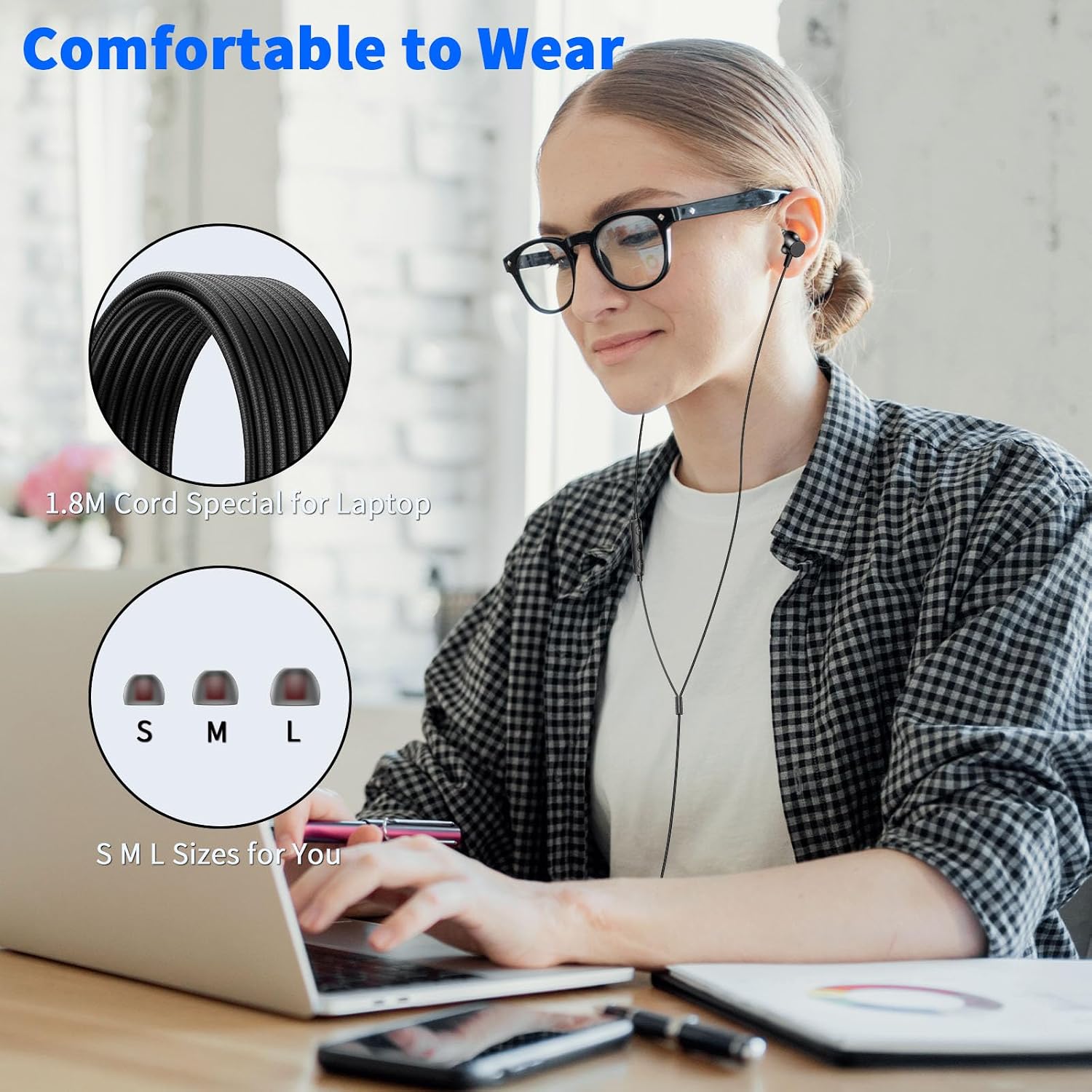 Thumbnail 4 de Wired Earbuds 3.5mm Jack Earphone 1.8m