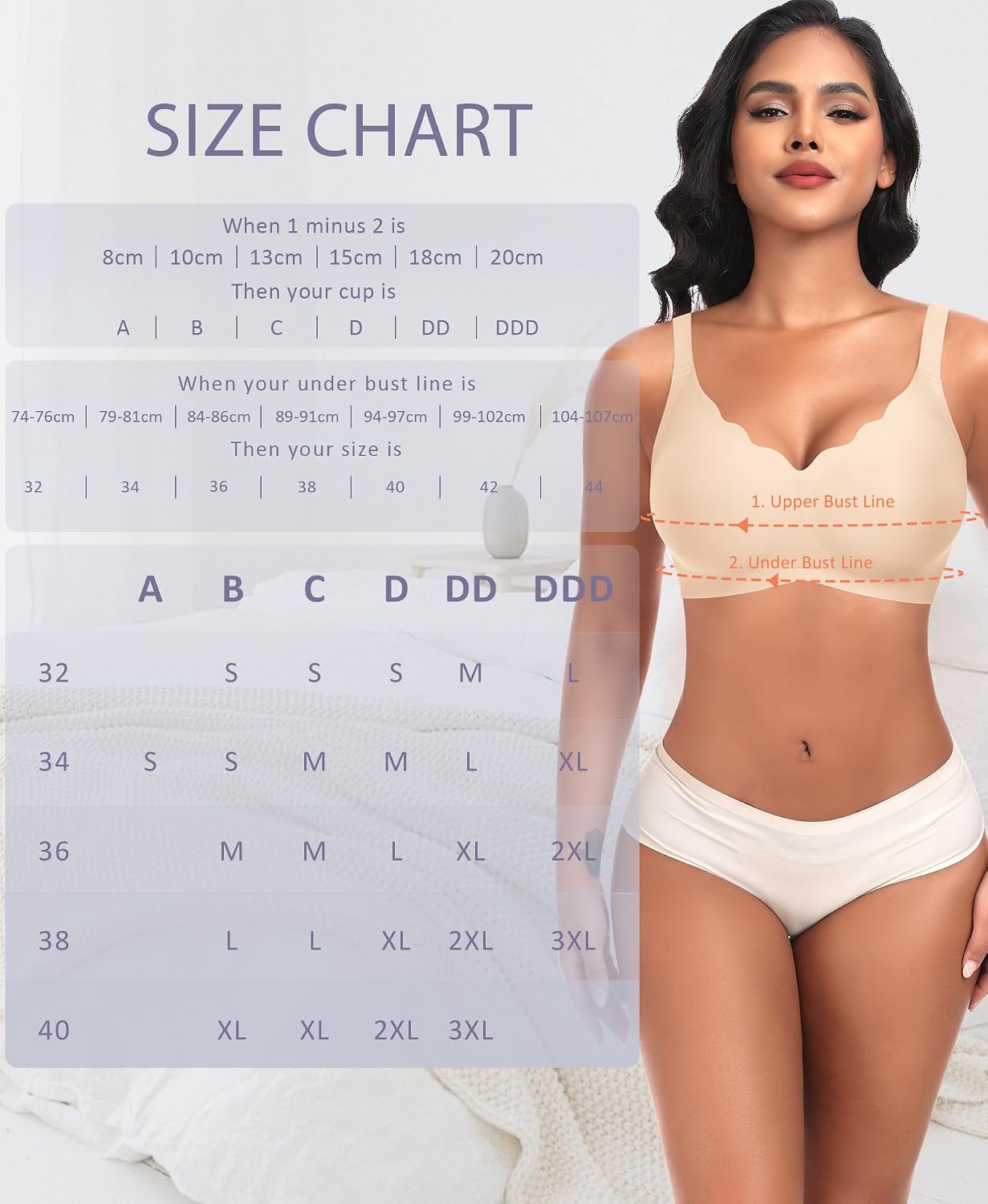 Detalle 2 de Ganado seamless non-wired push up bra with wireless support and extra extender
