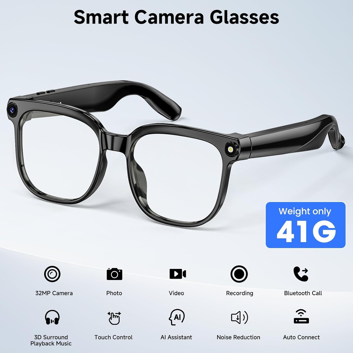 Thumbnail 1 de AI Smart Glasses with Camera: 4K Recording, Real-Time Translation and ChatGPT Assistant