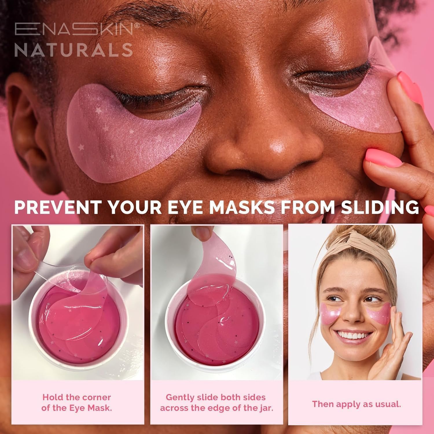 Detalle de Enaskin Naturals Under Eye Patches Kit, 120-Piece 2-Pack with 24K Gold and Rosy Caffeine