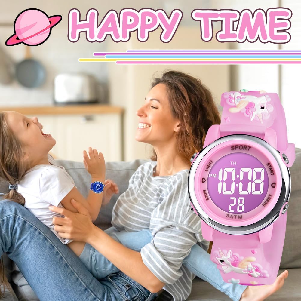 Thumbnail 6 de Vicloon Unicorn Digital Watch digitaal kinderhorloge met ledlicht in 7 kleuren