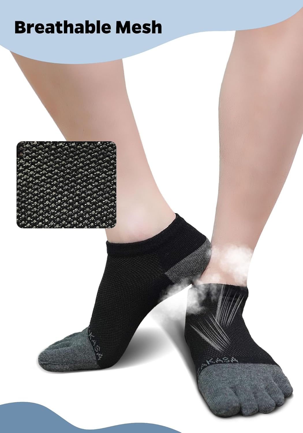 Thumbnail 3 de ZAKASA Five Toes Socks for Men – 5-finger cotton trainer socks, breathable mini crew, 5 pairs