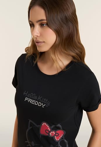 Thumbnail 3 de FREDDY T-Shirt Hello Kitty con stampa tono su tono – Nero, Donna, Taglia Large