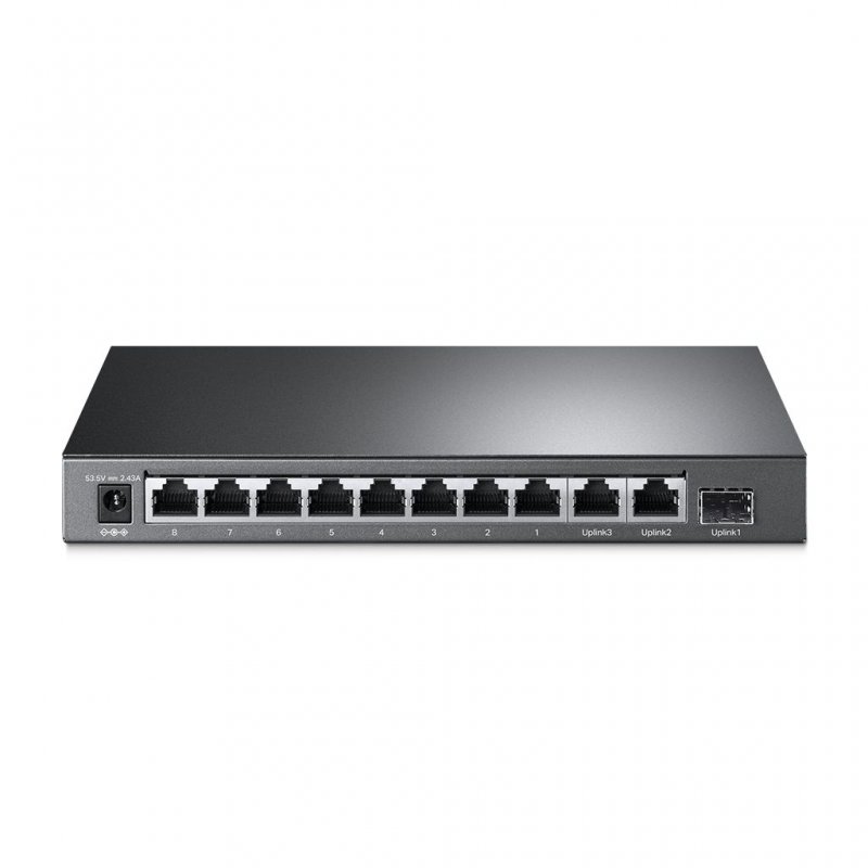 Detalle de TP-Link TL-SL1311MP: Switch PoE+ de 8 puertos con 2 Gigabit y 1 SFP para vigilancia y redes pequeñas