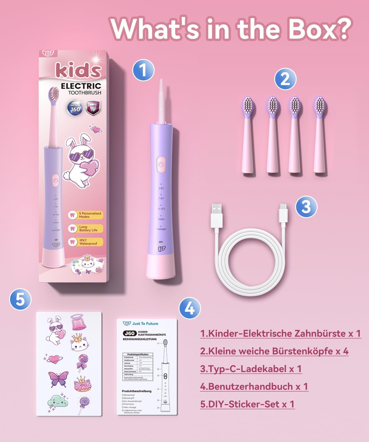 Thumbnail 6 de JTF Spazzolino Elettrico Bambini 3-12 Anni