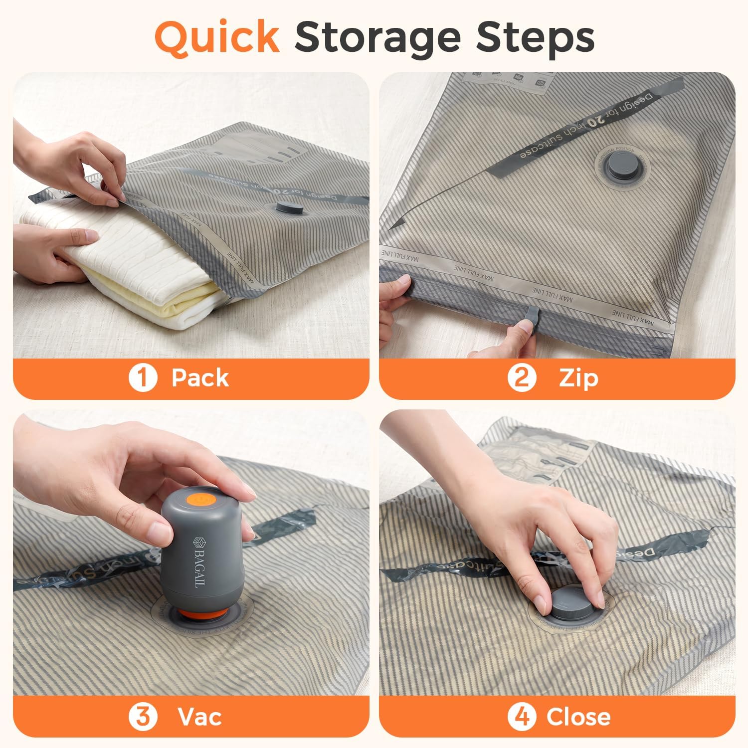 Detalle 1 de BAGAIL Vacuum Storage Bags 24-Pack