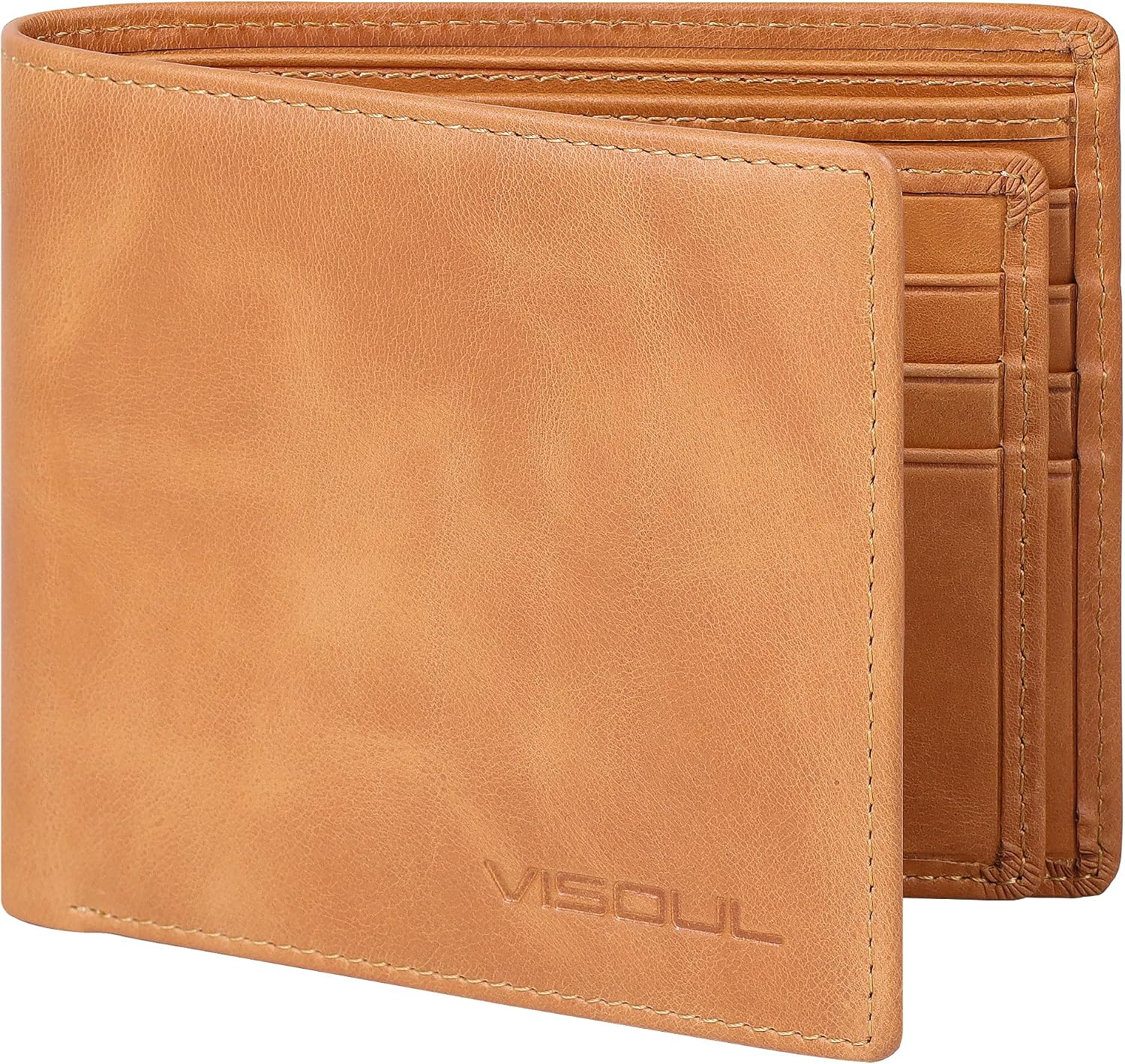 Thumbnail 6 de VISOUL Leder Geldbörse Herren mit ID Fenster & RFID-Schutz – Echtleder Portemonnaie, 12 Fächer, 9x11x1,5 cm