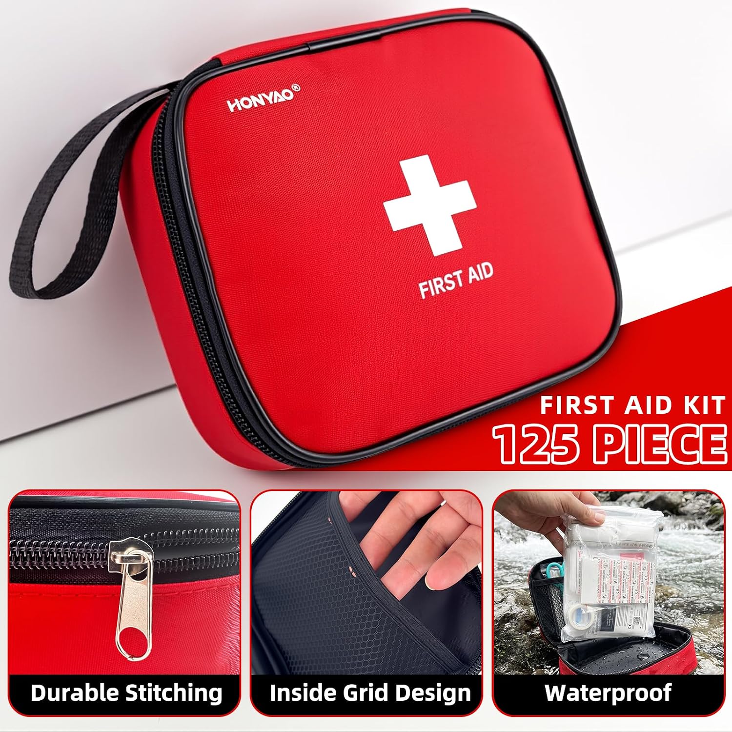 Thumbnail 4 de HONYAO Mini First Aid Kit, 125-Piece Portable Emergency Kit