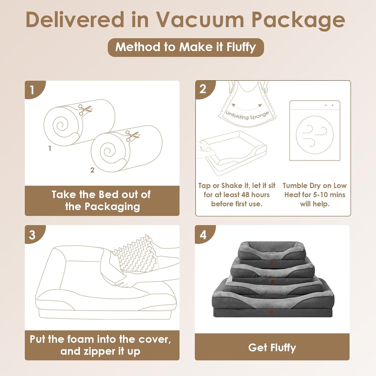 Thumbnail 6 de EHEYCIGA Memory Foam Dog Bed Large (91x68x17cm) with Orthopedic Support, Waterproof Liner and Washable Cover