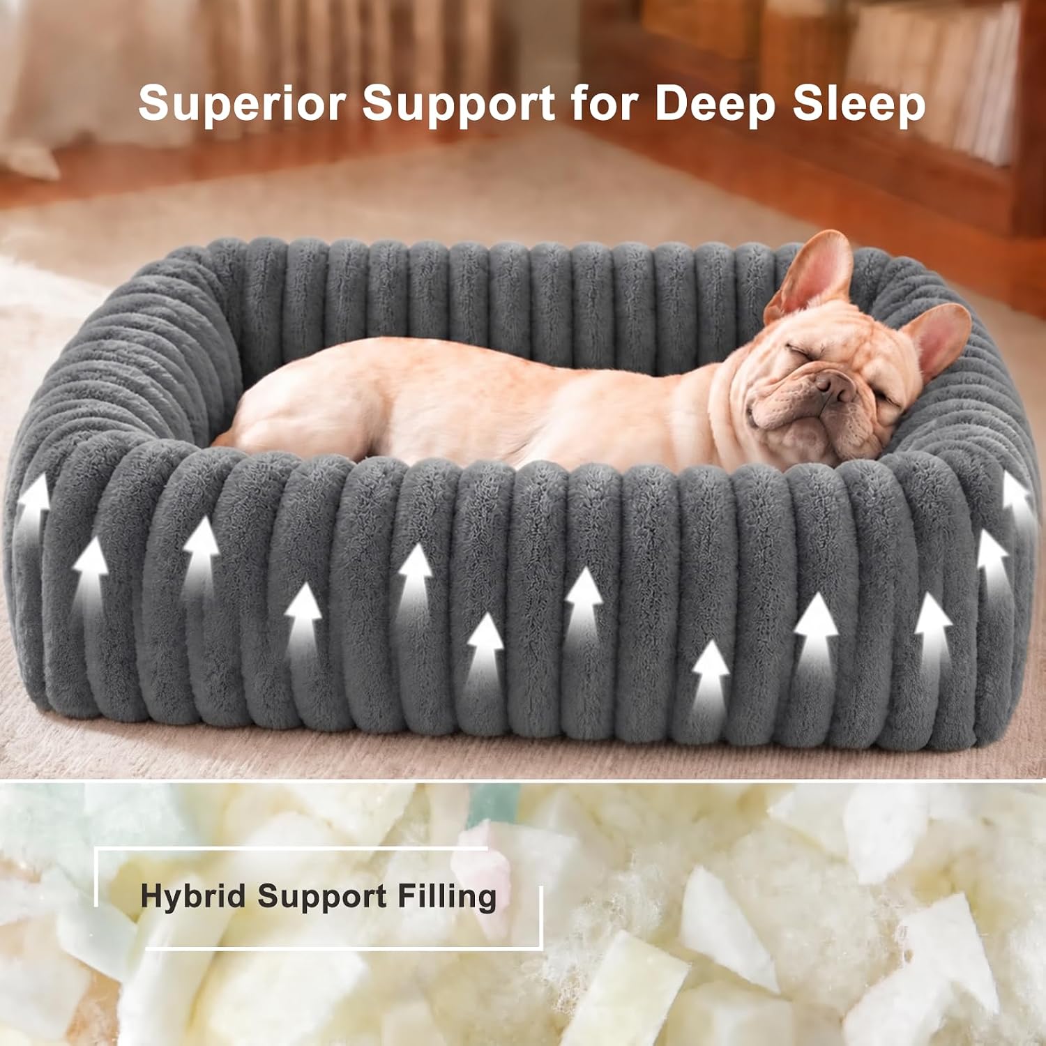 Detalle 2 de FURTIME PB25004-1 Small Dog Bed, 20-Inch Gray Rectangle with Removable Cover