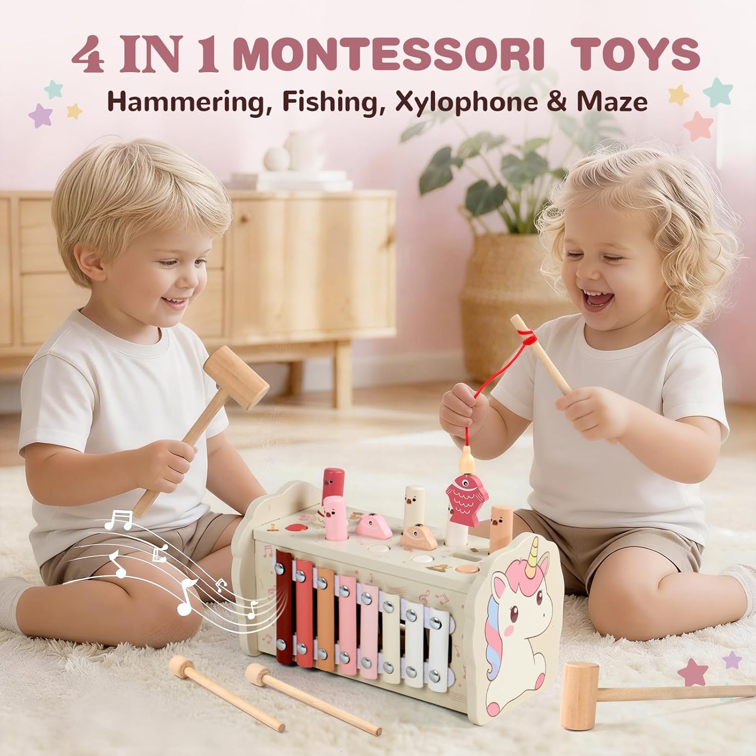 Detalle de Fajiabao 4‑in‑1 Montessori Wooden Toy for 12–18 Months