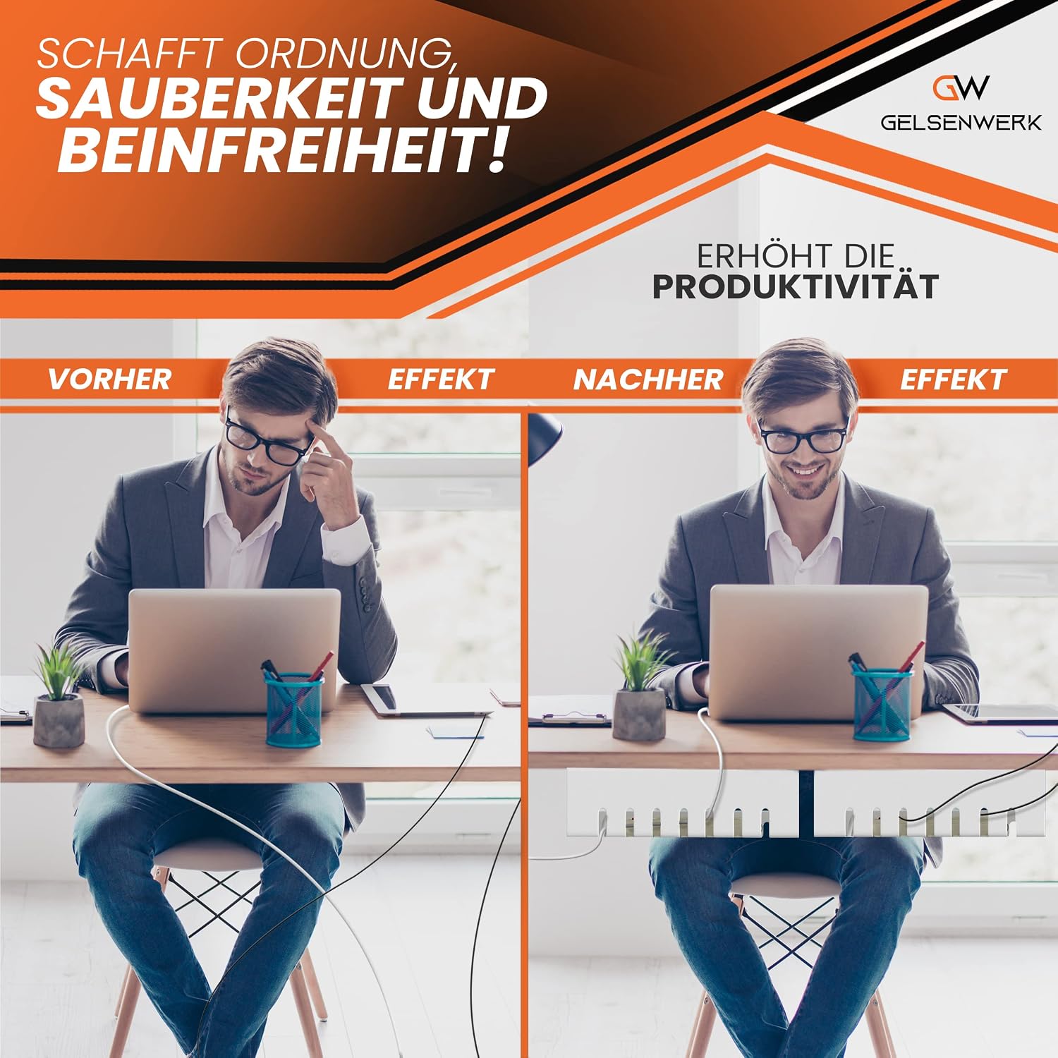 Thumbnail 4 de GELSENWERK Kabelkanal Schreibtisch 2er-Set