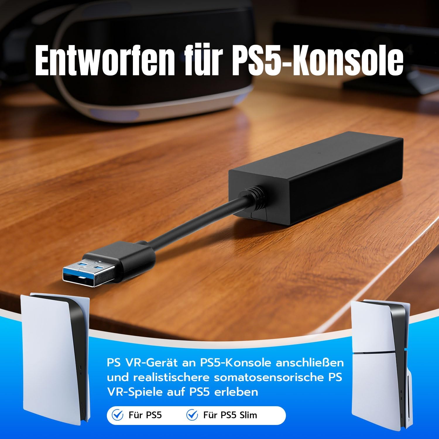 Thumbnail 2 de Tolesum VR Kamera Adapter für PS5/PS5 Pro/PS5 Slim – PS VR/PS4-Kamera-Konverter (USB 3.0, PS VR Zubehör)