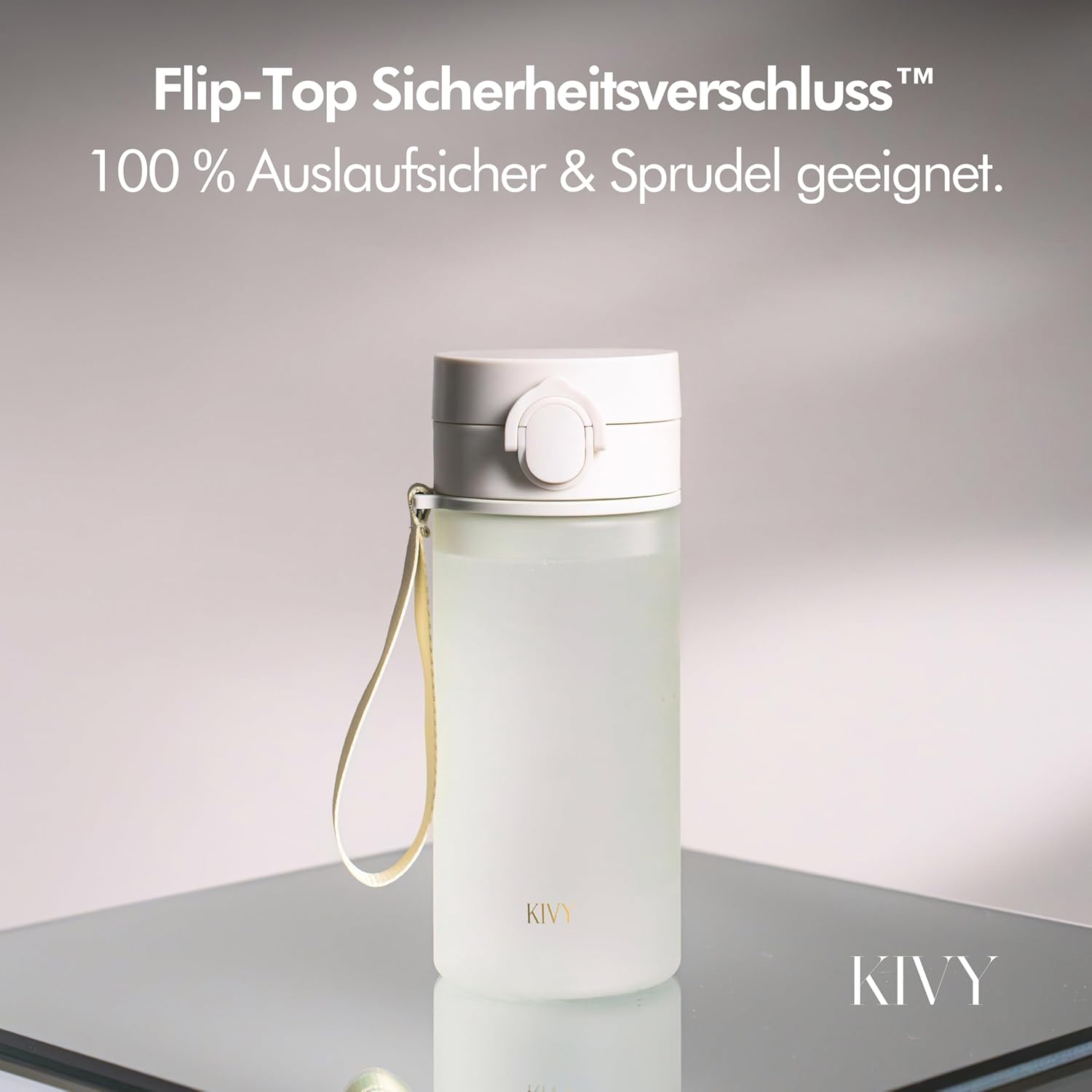 Thumbnail 2 de KIVY Trinkflasche 650 ml (BPA-frei) mit Flip-Top-Deckel – auslaufsicher & spülmaschinenfest, für Sprudel geeignet