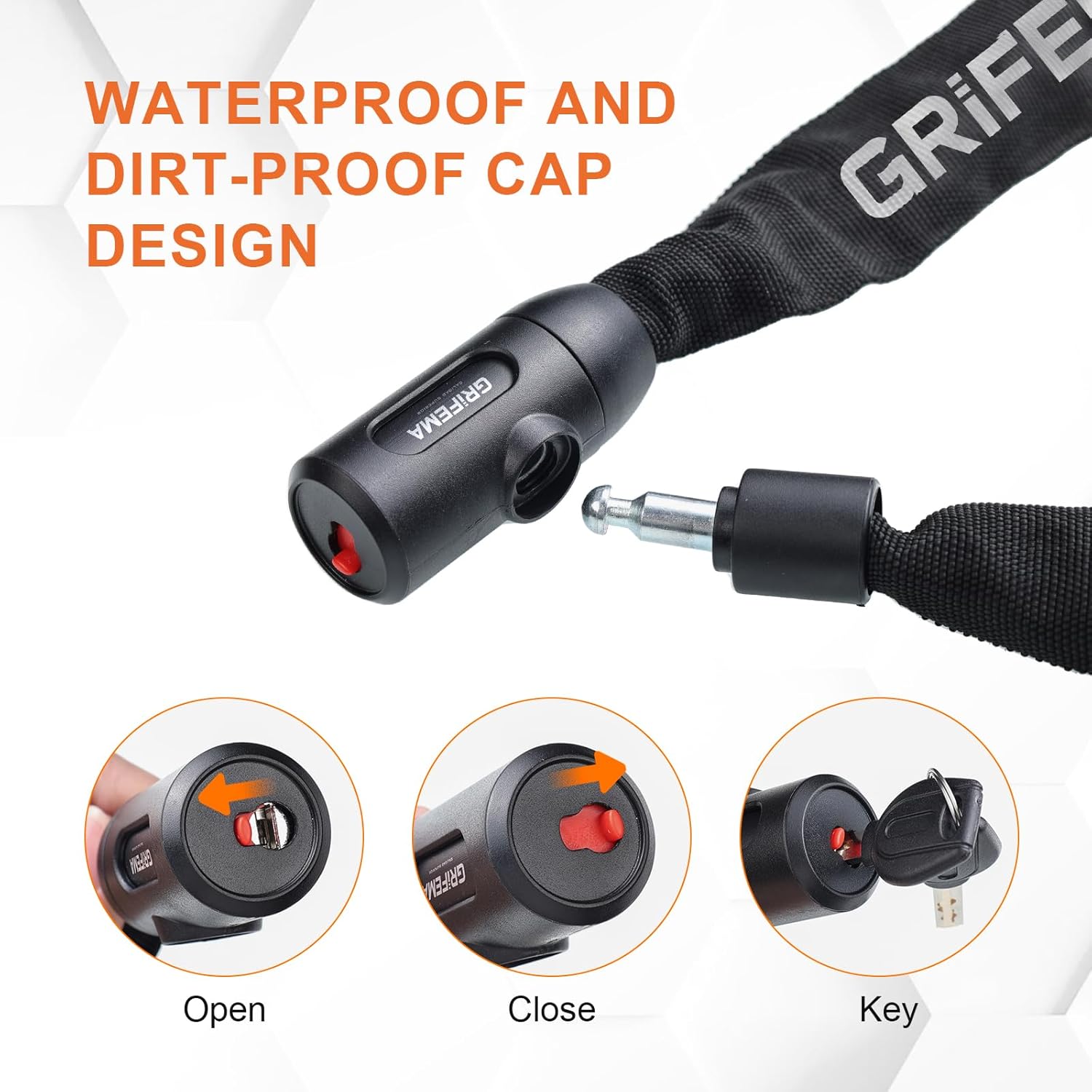 Detalle de GRIFEMA GA1201-12 Bike Locks High Security with 2 Keys – 120cm Chain Lock