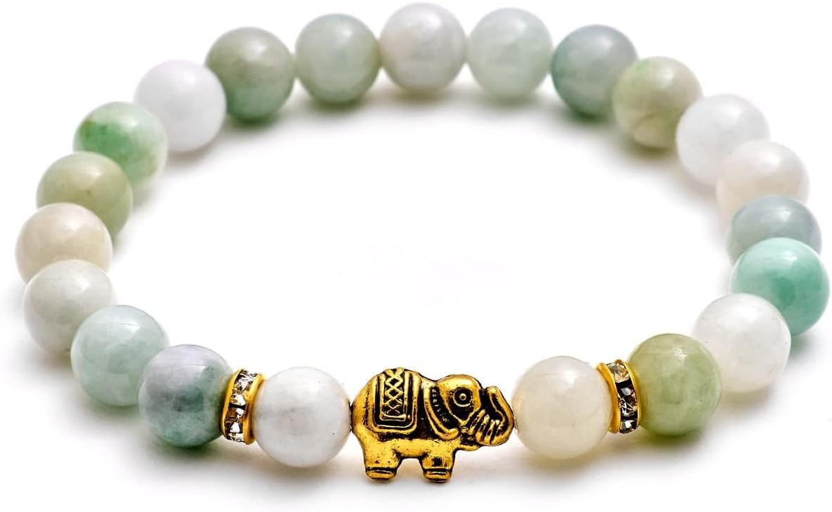 Detalle de Elefant Armband mit echtem Jade – naturgeprüft in Deutschland, Unisex mit Echtheitszertifikat