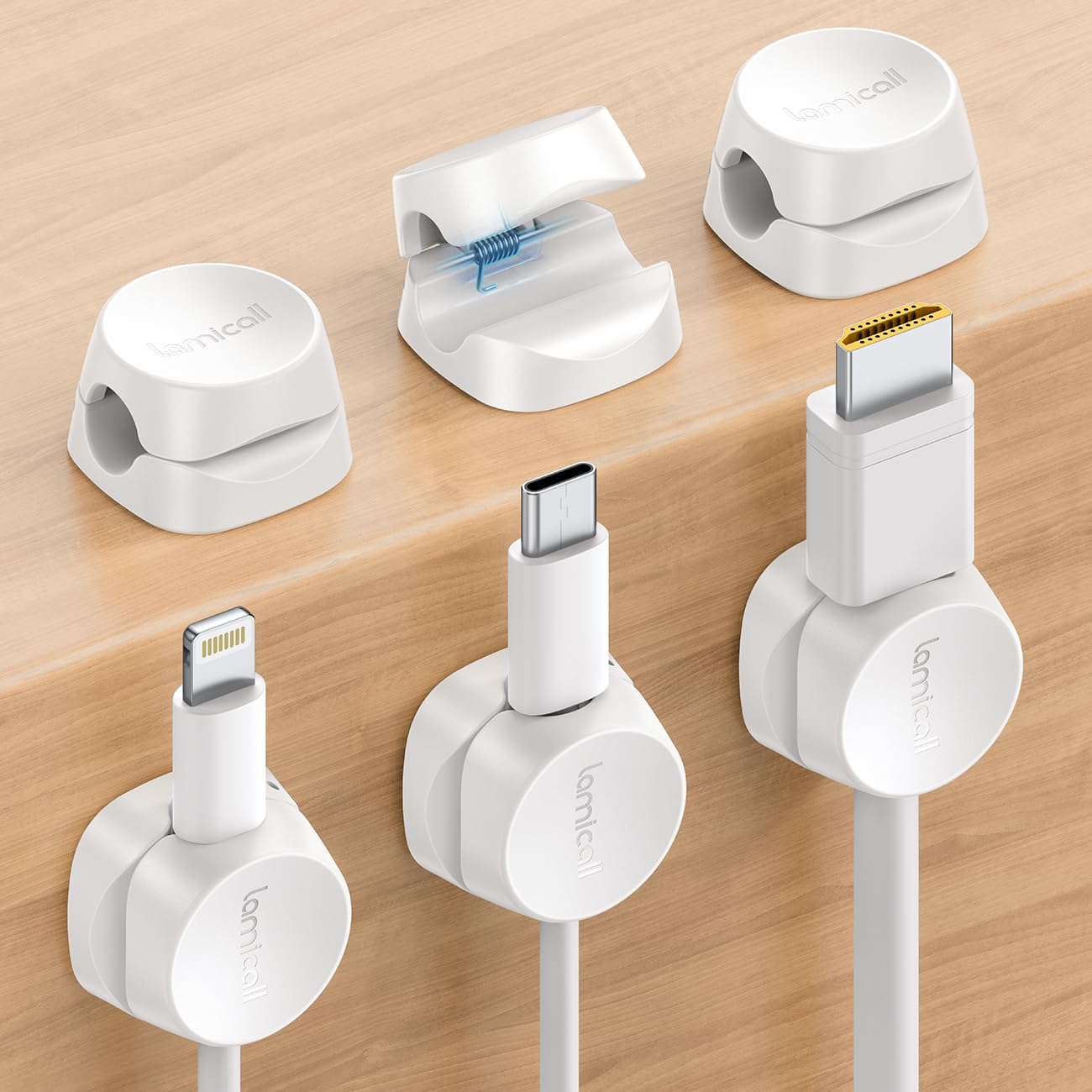 Detalle de Lamicall Kabel Clips 6er Set Kabelhalter Selbstklebend