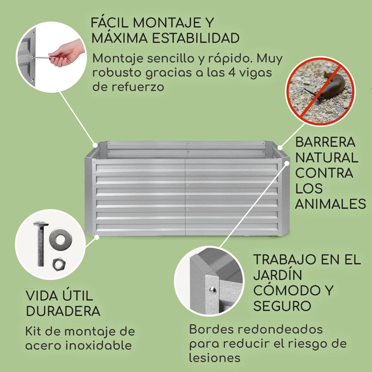 Thumbnail 2 de Blumfeldt High Grow Straight bancal galvanizado 180×60×90 cm 🌱