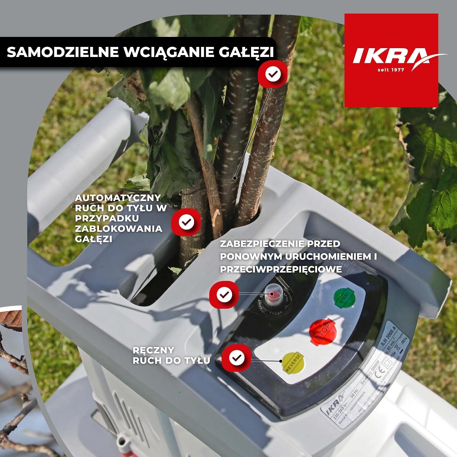 Thumbnail 1 de IKRA ILH 3000A – elektryczny rozdrabniacz walcowy 3000 W, do gałęzi 44 mm