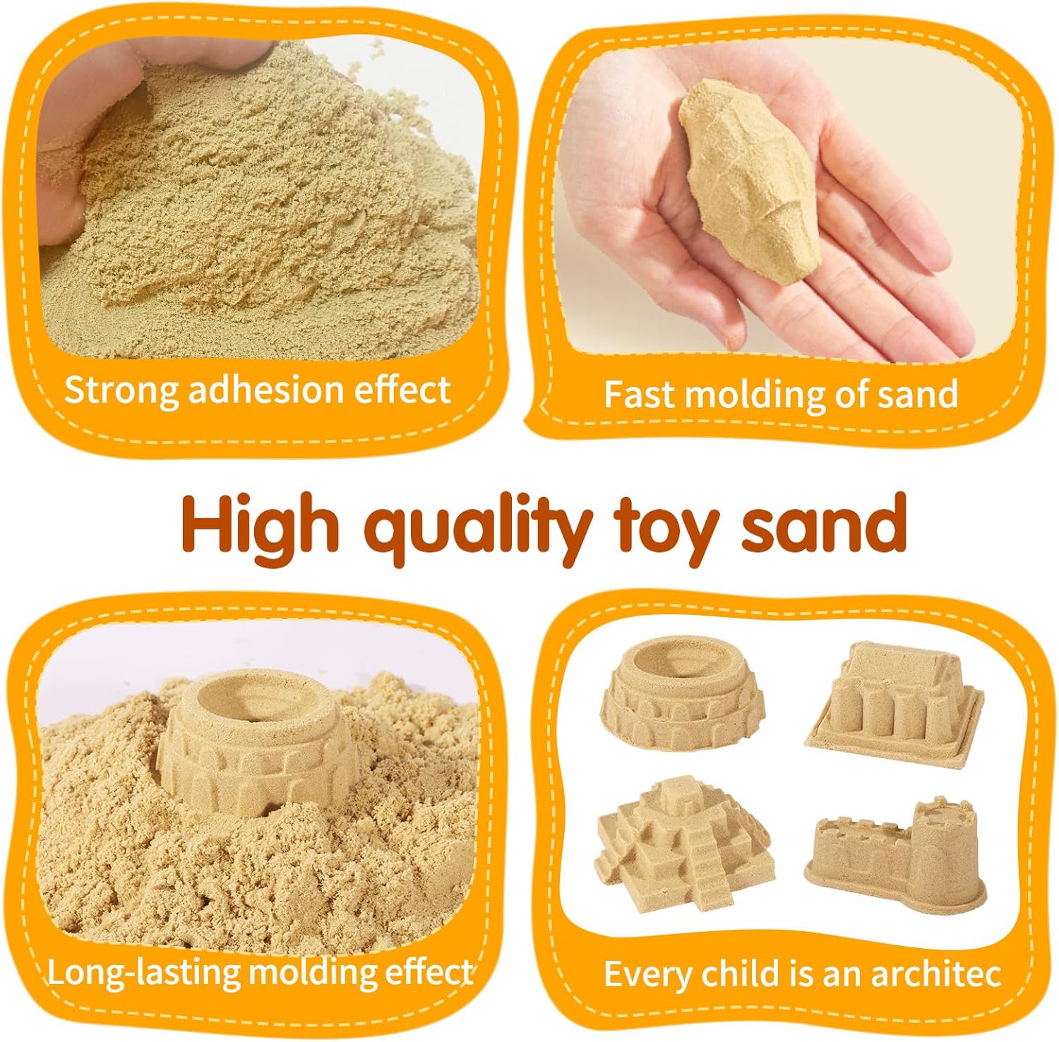 Thumbnail 3 de Play Construction Sand Kit (2.2 lbs Magic Sand) with 8 Alloy Vehicles, Inflatable Sandbox, Figures & Castle Molds