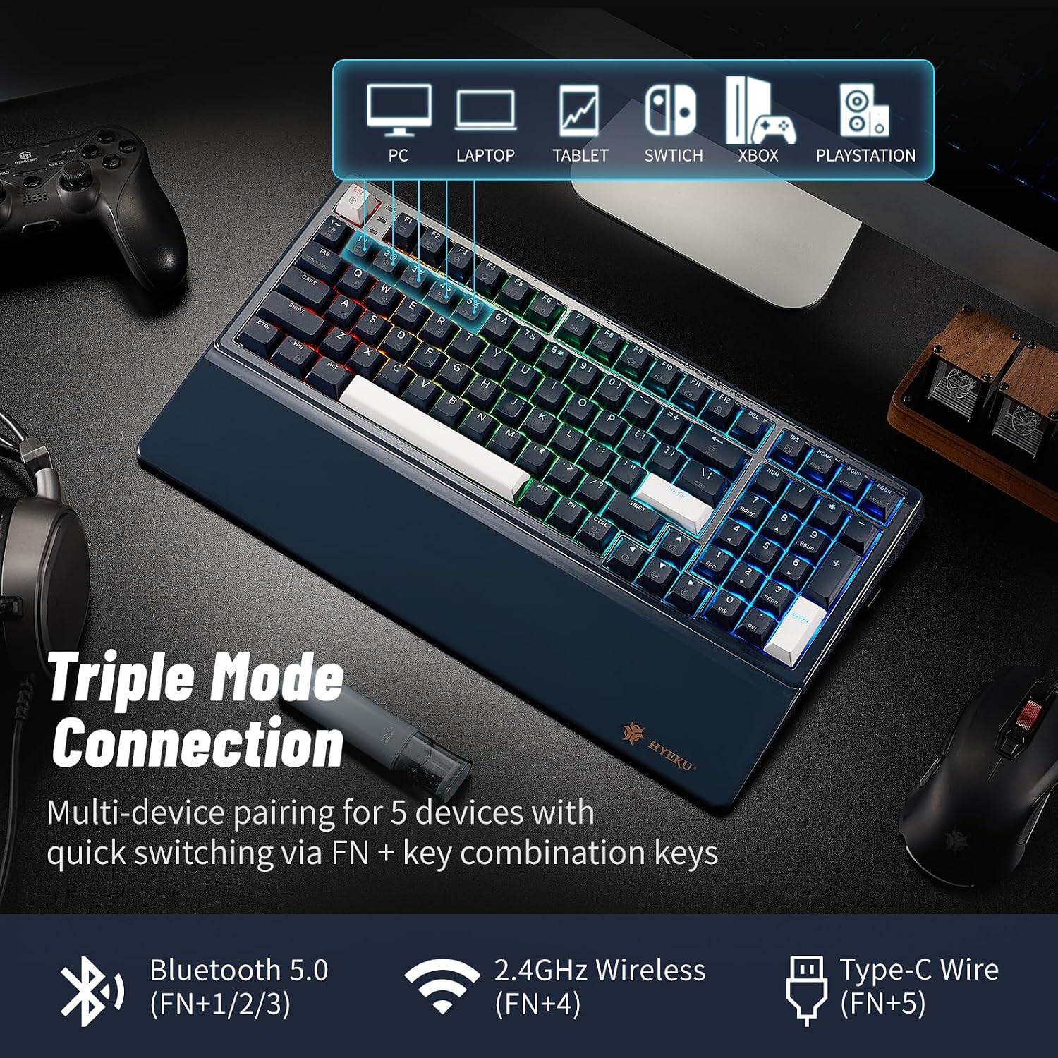 Detalle de Hexgears E4Pro 99-Key Wireless Mechanical Keyboard with Hot-Swap Switches