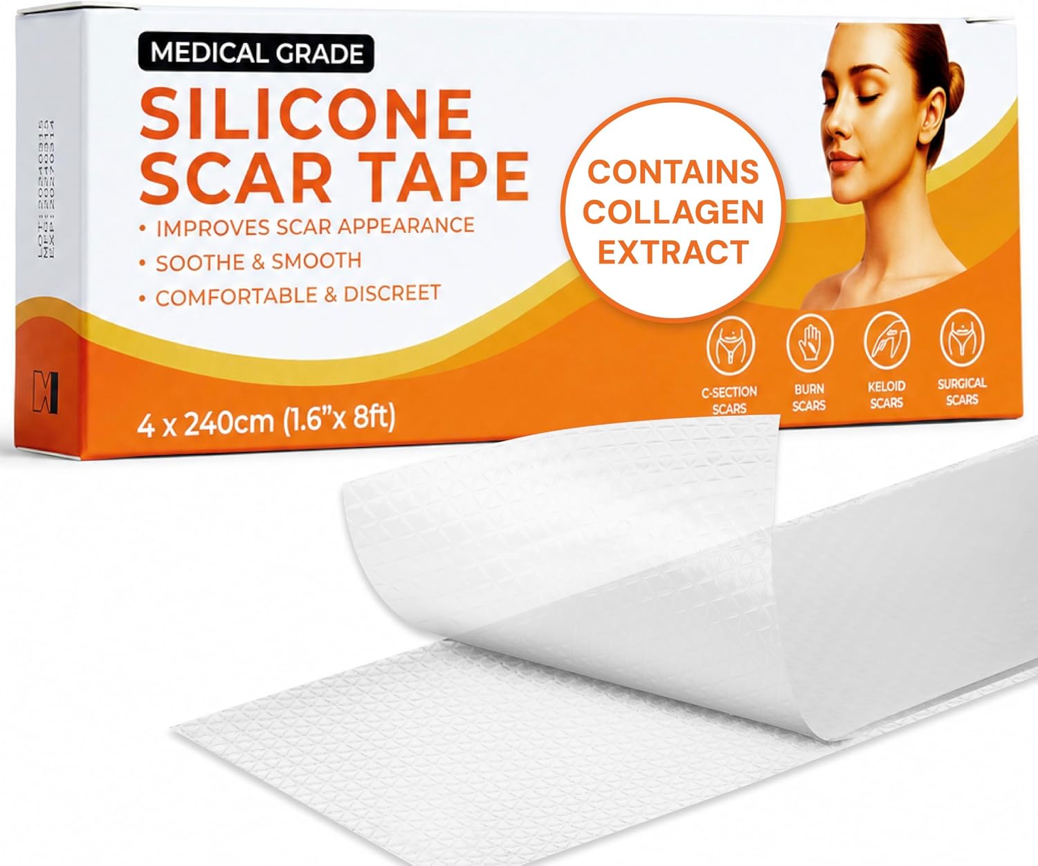 Detalle de Medical Grade Silicone Scar Tape Collagen – 4cm x 2.4m