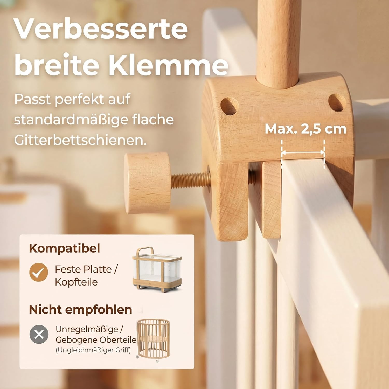 Detalle 2 de Mobile Halterung Holz Babybett 360° Drehbar