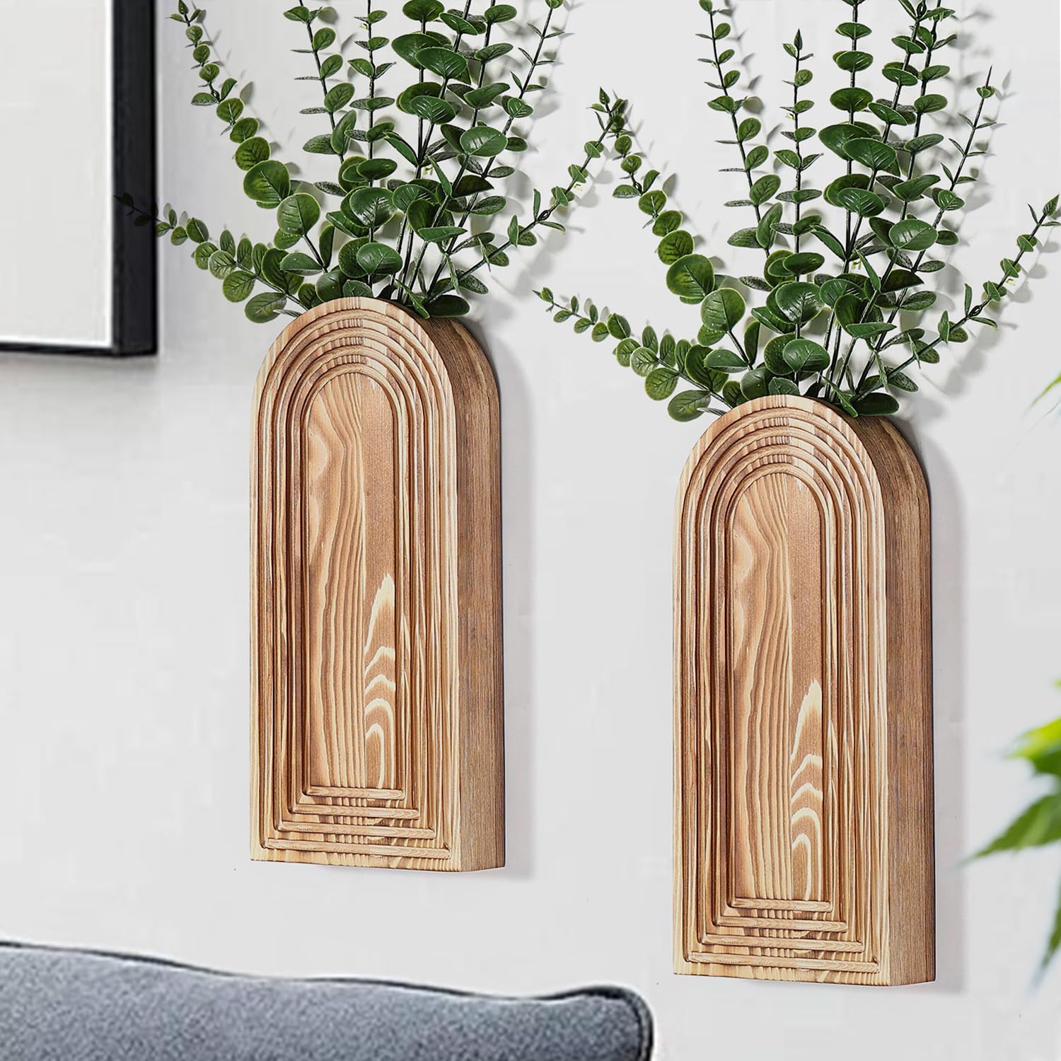 Detalle de Dnnnii 2 Pack Wooden Wall Vase Set — Wall Decor 🏺