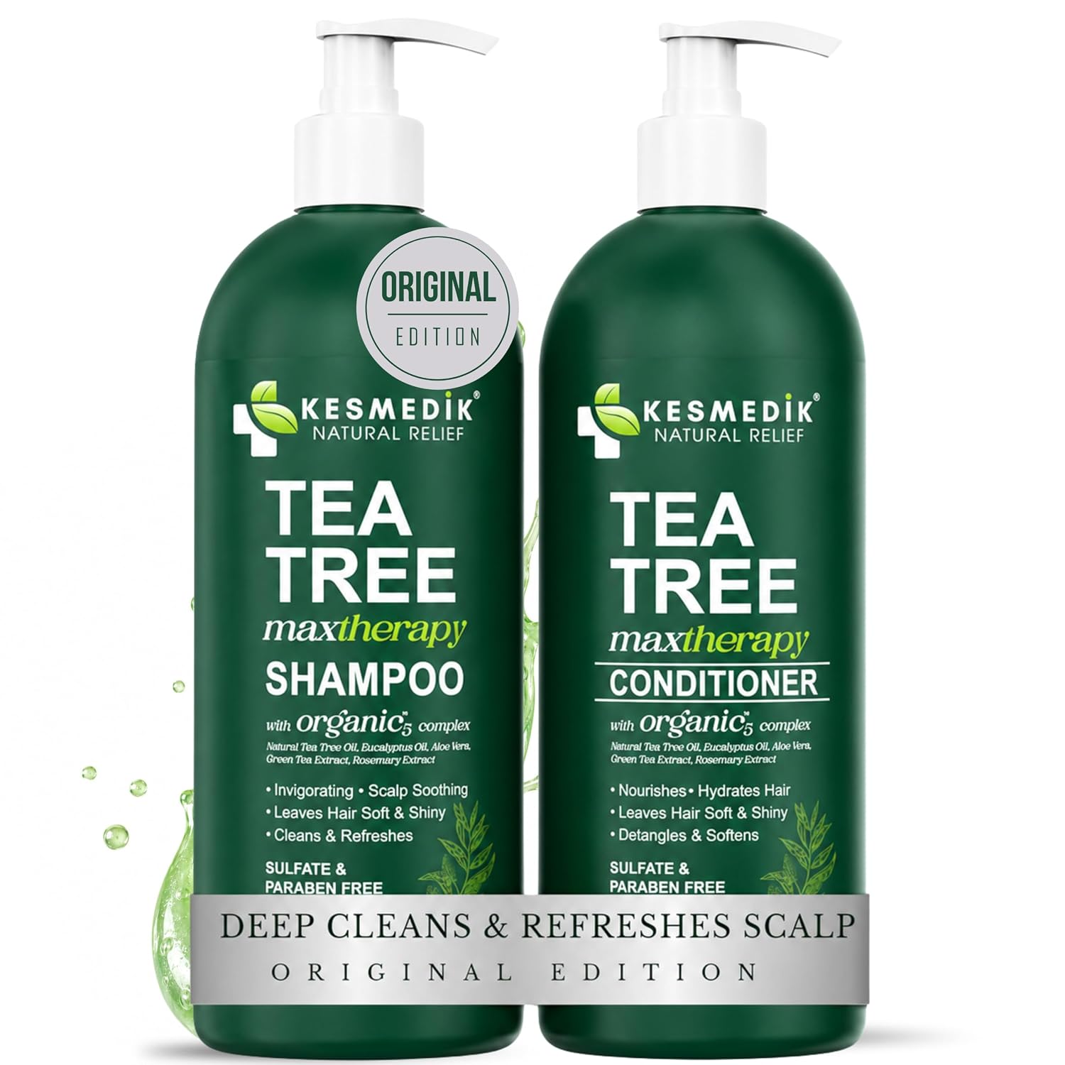 KESMEDIK Tea Tree Oil Shampoo Set 16oz