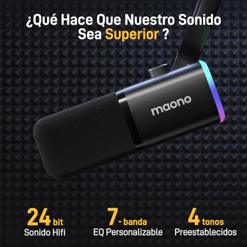 Detalle 2 de MAONO PD100X: Microfono Gaming Dinámico USB/XLR para Streaming y Podcasting