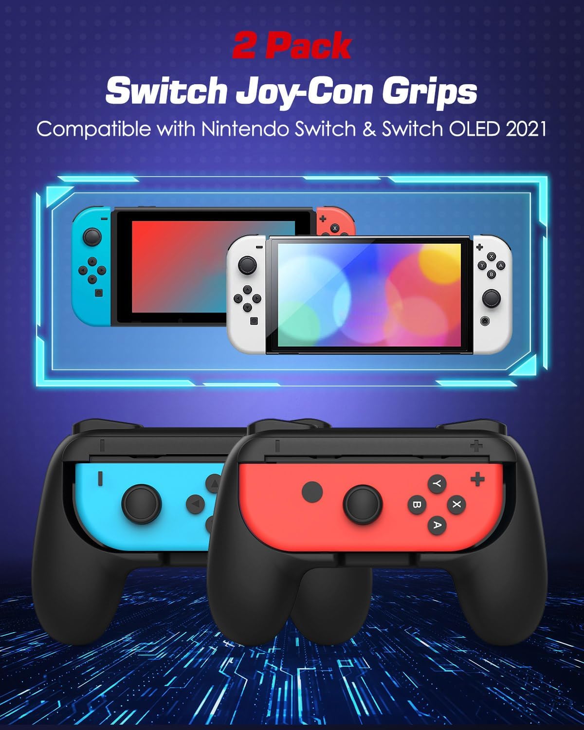 Detalle 2 de Switch Joy-Con-Grip von MoKo für 2 Stück