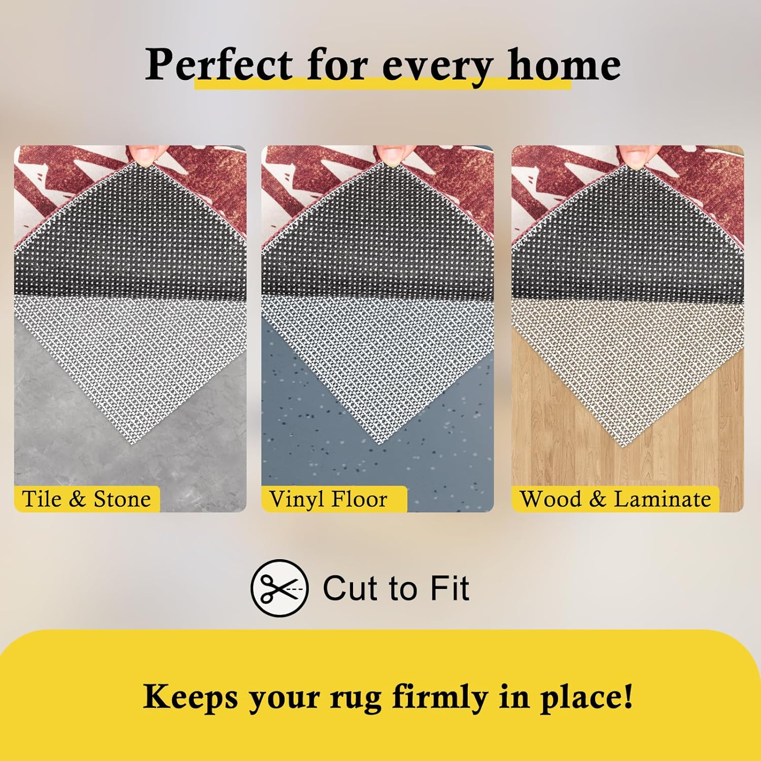 Detalle de fowong Anti Slip Rug Underlay 120 x 180cm – Durable PVC Gripper for Floors, Multipurpose